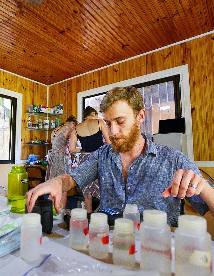 students work in a lab at the firestone center for ecology in costa rica